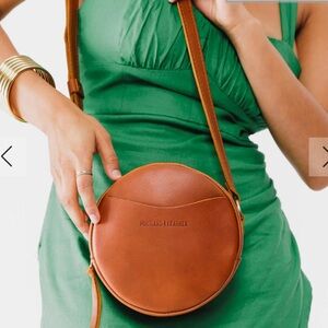 Portland Leather Circle Crossbody Bag - Small - Brown